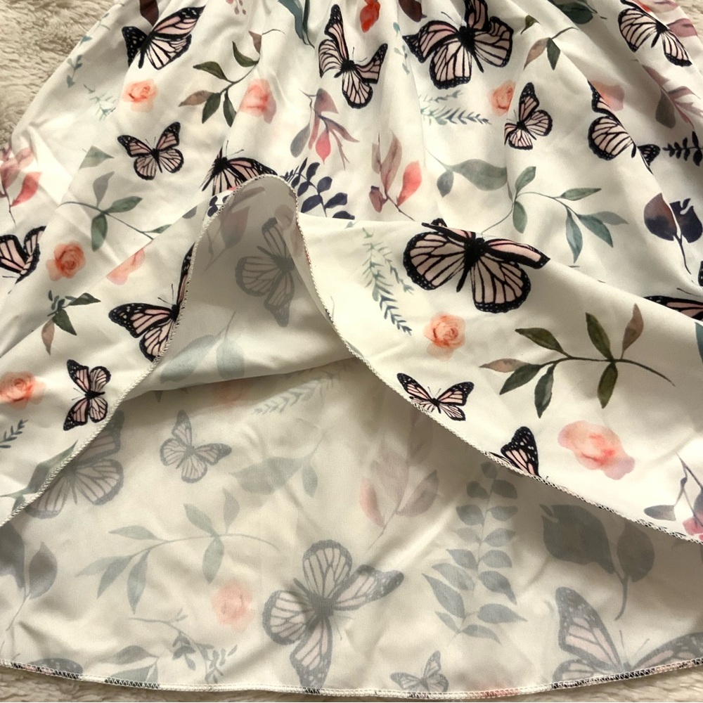 Girls Fly Sleeve Ribbed Butterfly dress - Picture 6 of 8